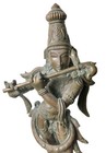 Stunning Large Antique Bronze India Krishna Playing Flute Statue Kerala 4 5kg