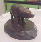 National Park   Vintage Souvenir Bronze Bear On Wood