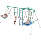 Heavy-duty Metal Swing Set For Backyard Outdoor Playset W  Monkey Bars For Kids
