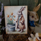 Tattered Bunny Rabbit Shabby Primitive Antique Vintage Folk Style Easter Sign