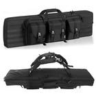 Tactical Double Rifle Bag Gun Range Padded Soft Carbine Backpack Carry Case Blk