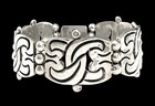 Vintage Mexico Heavy Sterling Silver Open Work Wide Panel Bracelet W box Clasp