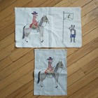 Coral   Tusk Embroidered Fox Riding A Horse Wall Hanging Craft Diy Lot Of 2