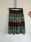 J  Marco Girls Size 4 Brown turquoise Paisley Pleated A-line Knee Skirt