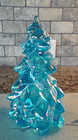 5 5  Buffet Blue Iridescent Christmas Tree Figurine Mosser Glass Medium