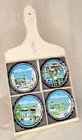 Vintage Walt Disney World Black Glass Coasters Set Of 4 In Package