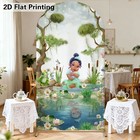 Princess Tiana Frog Arch Backdrop Cover Birthday Baby Shower Photo Background