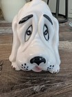 Vintage Sad Basset Hound Ceramic Figurine   Mid Century Kitsch Dog Decor   Hand