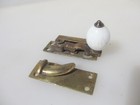 Victorian Brass Sash Window Latch Lock Fastener Catch Old Antique Ceramic