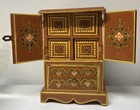 Vintage Handmade Chest Cabinet Jewelry Box India Pictoral Wood Beautiful - As Is
