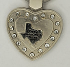 Heart Shaped Dont Mess With Texas Brushed Metal Keychain Keyring