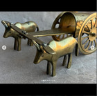 Antique Brass Figurine  cart With Oxen   An Ornate Brass Figurine Depicting A Tr