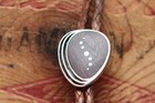 Vtg White Hogan Allen Kee Sterling Silver Wood Inlay Bolo Tie Native American