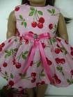Handmade New 18  Doll Clothes Fits American Girl Cherries Pink Dress   Hair Band