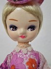 Small Vintage Made In Korea Big Eye Bradley Doll 9in Fancy Pink Floral Dress hat