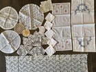 Vintage Lot Of 18 Handmade Doilies Table Runners Crochet Lace Handkerchiefs Bib