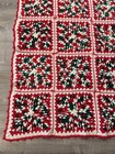 Vintage Square Crocheted Throw Blanket Afghan Blanket Handmade 53x42    Red Green