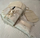 Vintage Ivory Wedding Card Box   Ring Pillow   Leather Gloves Size 6-1 2   Pouch