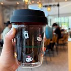 New Starbucks X Kuromi Sanrio Double-wall Glass Cup 10oz Cute Cartoon Coffee Cup