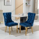 6 Set Velevet Dining Chairs Kichen Side Chairs W  Gold Stainless Steel Legs Blue