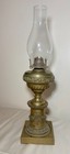 Antique 19th Century Victorian Ornate Gilt Bronze Glass Astral Oil Table Lamp