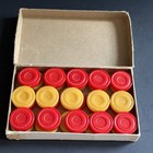 Vtg Crisloid Bakelite Checkers Backgammon Butterscotch Swirl Cherry Red Chips
