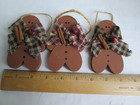 Lot Of 3 - 4  Wood Gingerbread Man Handmade Christmas Ornaments  Vintage Lot  s1