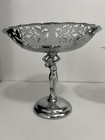 Vintage Krome Kraft Farber Brothers Ornate Chrome Lady Compote Set Of 2