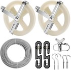 Clothesline Pulley Kit Outdoors 150 9ft Pvc Wire Rope 5  Pulleys Tightener Hooks