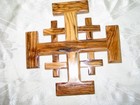 Jerusalem Cross Olive Wood Holy Land Handmade Bethlehem Crusaders  Cross