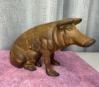 Vintage Original Cast Iron Piggy Bank Carter   s Smoked Hams Iowa Antique Heavy