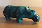 Carved Malachite Stone Specimen Hippo Statue Figurine