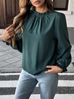 Women s Ruched Round Neck Long Sleeve Blouse