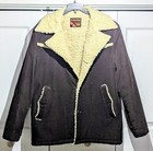 Ely Walker Vintage Western Weather Jack Coat Jacket Brown Corduroy Sherpa Lined
