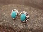 Native American Sterling Silver   Turquoise Post Earrings By Largo