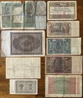 Weimar Germany Hyperinflation Banknote Lot 1922-1923 Wwii Currency 9pc Mixed