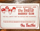 The Beatle Buddies Club Membership Card 1964  Not Reprinted 