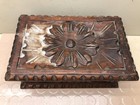 Vintage Carved Wood wooden Jewelry Trinket Treasure Box