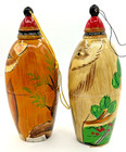 Vintage Wooden Rustic Ornaments Russian Like Handpainted Hollow Opening Set Of 2