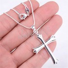 925 Sterling Silver 2  Large Holy Cross Pendant   22  Snake Chain Necklace H377