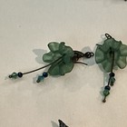Vintage Czech Bohemian Glass Lucite Necklace Earrings Set Floral Brass Artisan 