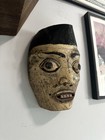 Vintage Hand-carved Folk Dance Mask     Distressed Wood     Indonesia bali     12   