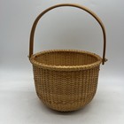 Nantucket Wicker Round Swing Basket Handmade 8 X6 Inches 