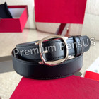 Cartier Men   s Black Leather Belt Silver Tone Buckle Luxury Designer