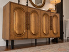 59 8  Antique 4-door Sideboard Buffet Cabinet Arched Storage Console Credenza