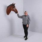 Hanging Chestnut Horse Head Statue Wall Mount Display Western Theme Decor Prop