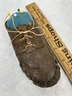 Antique Pin Cushion Sewing Make Do Hand Made Baby Leather Shoe 1880s Original