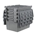4-packs 15 Gal Commercial Heavy-duty Plastic Storage Tote W  Hinged Attached Lid