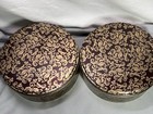 Vtg Tin Metal Nesting Containers W lids Dark Brown Gold Brocade Design Set 4 Euc