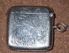Antique Sterling Silver   Chain Match Safe